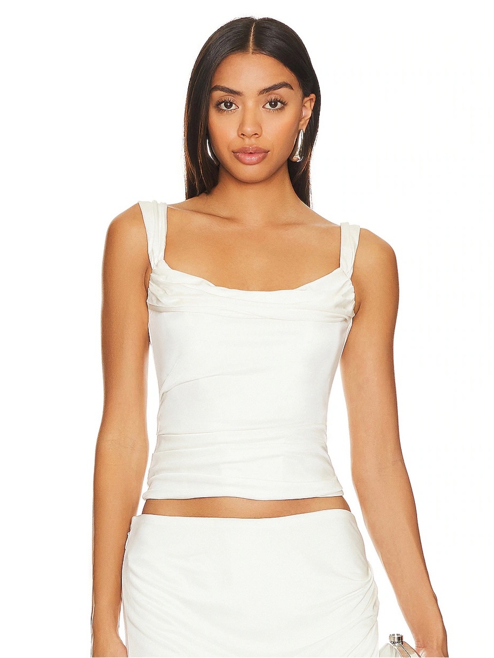 Retrofete White Draped Square-Neck Camisole